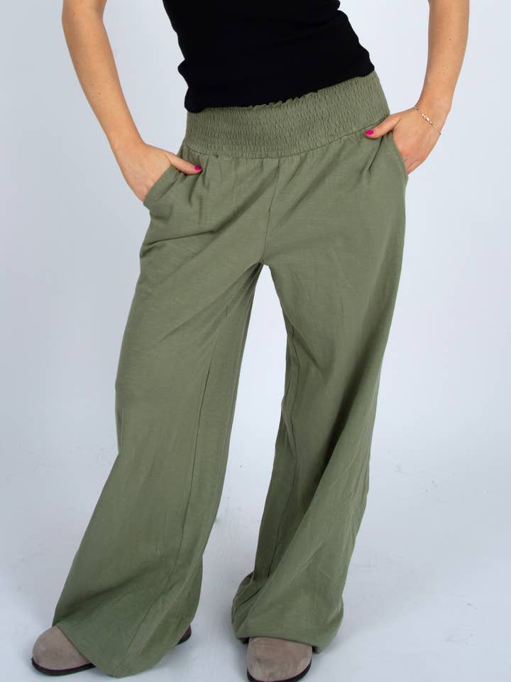 TEDDY RUCHED WAISTBAND PANTS - 41T043S for wholesale by RD Style