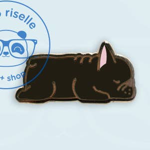 Hello Riselle | Art + Shop - Wholesale Lapel Pin/Button - Small Sleeping French Bulldog Enamel Pin6