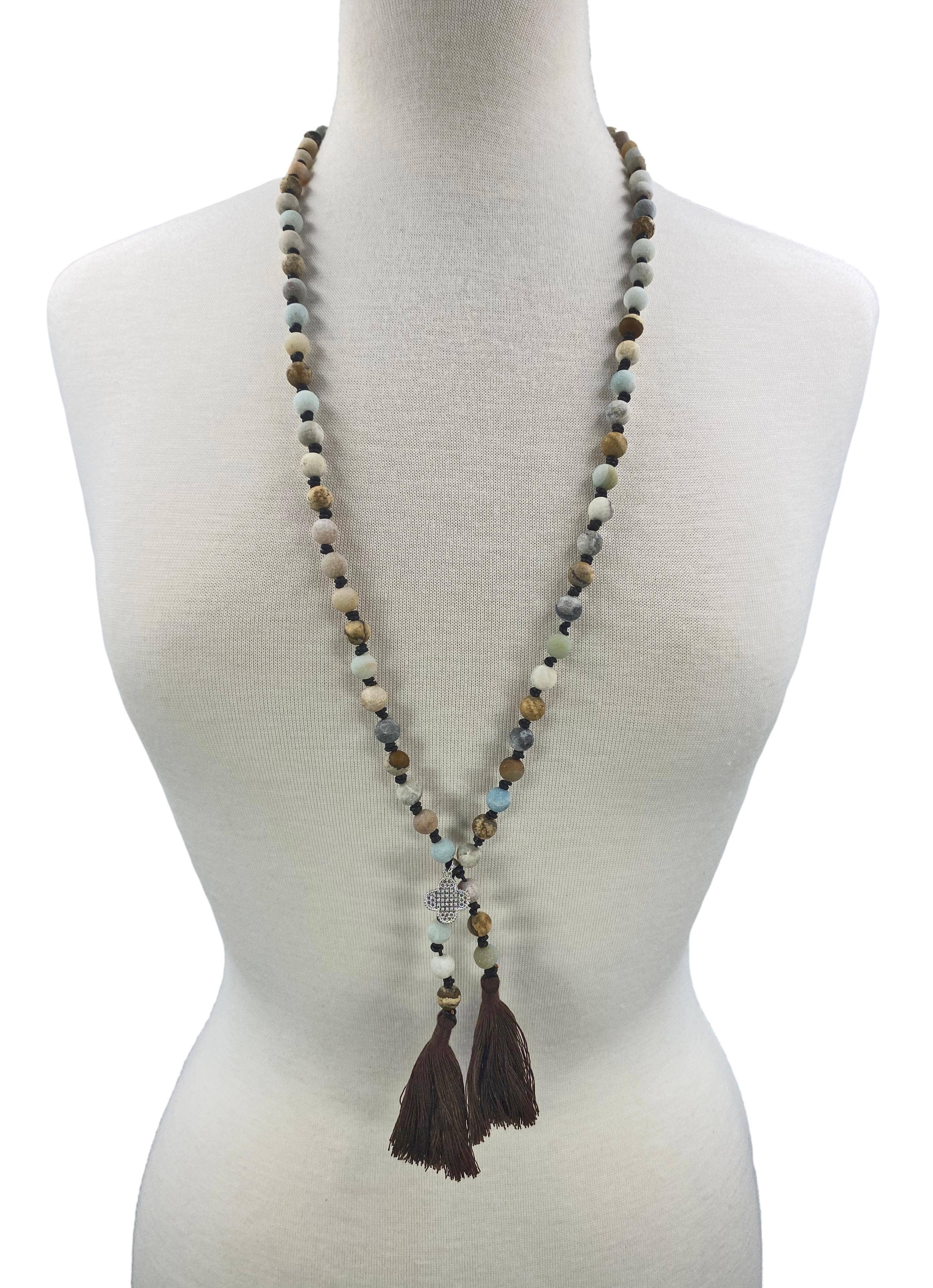 IST Jewelry - Wholesale Beaded/Pearl Necklace - 17F37 - Matte Amazonite and Picture Jasper Necklace1