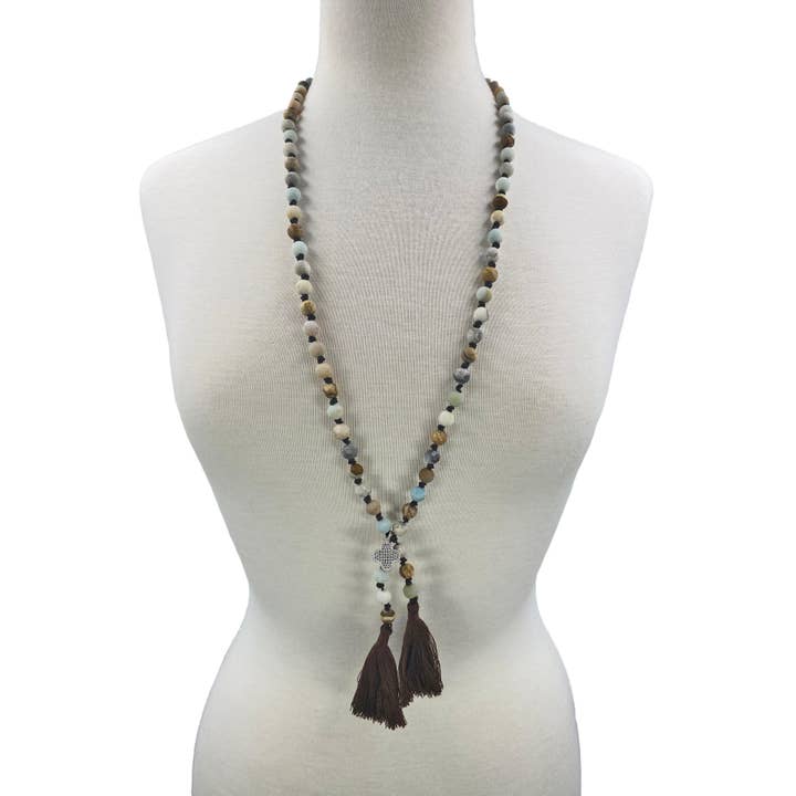 IST Jewelry - Wholesale Beaded/Pearl Necklace - 17F37 - Matte Amazonite and Picture Jasper Necklace1