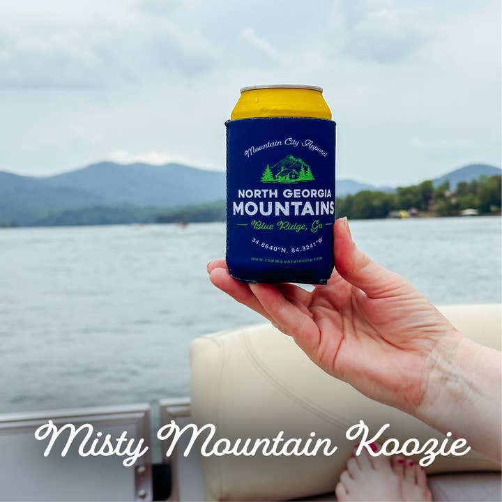 Misty Mountain Koozie for wholesale by Mountain City Apparel