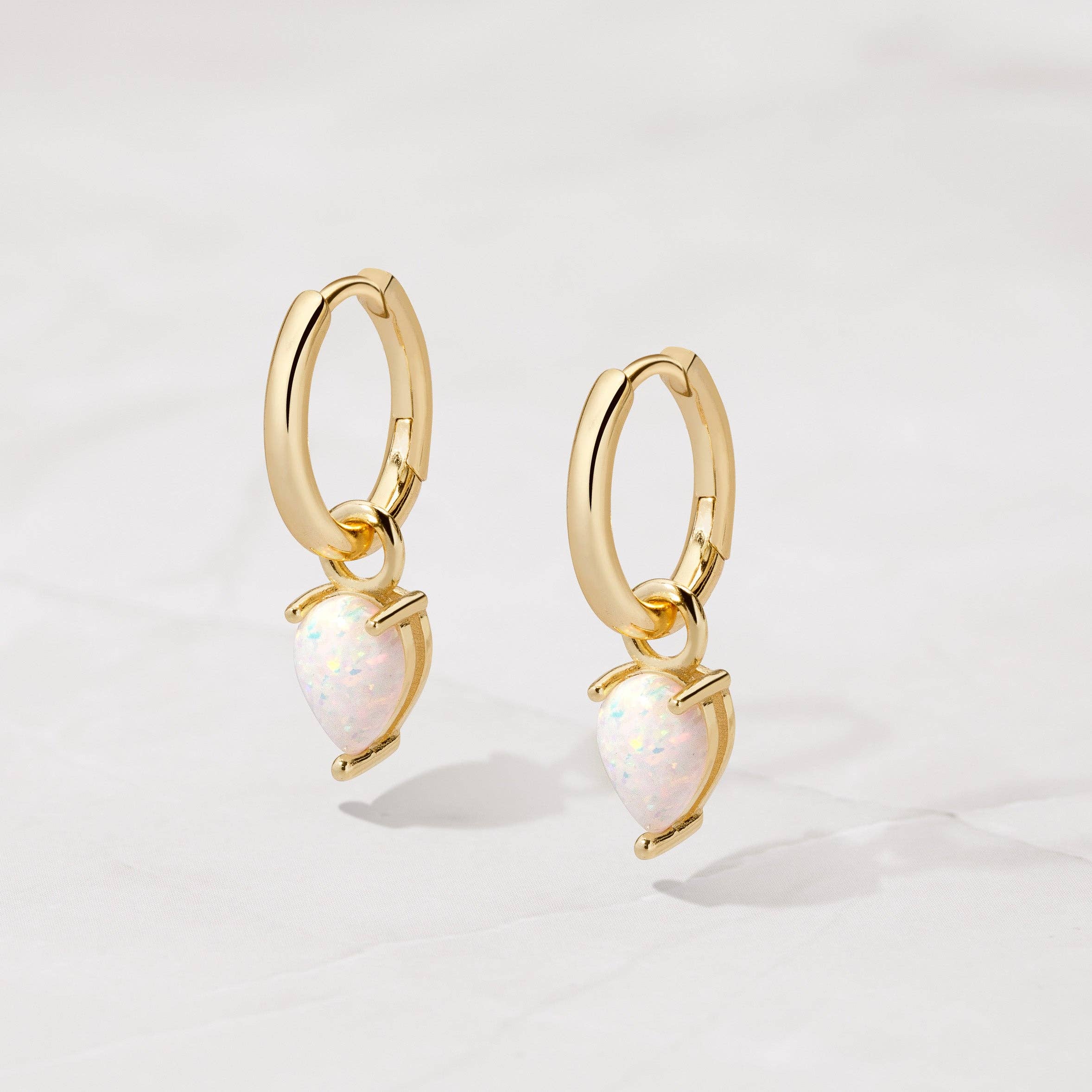 Sami Jewels - Wholesale Huggie Earrings - Opal Tear Drop Charm Huggies0