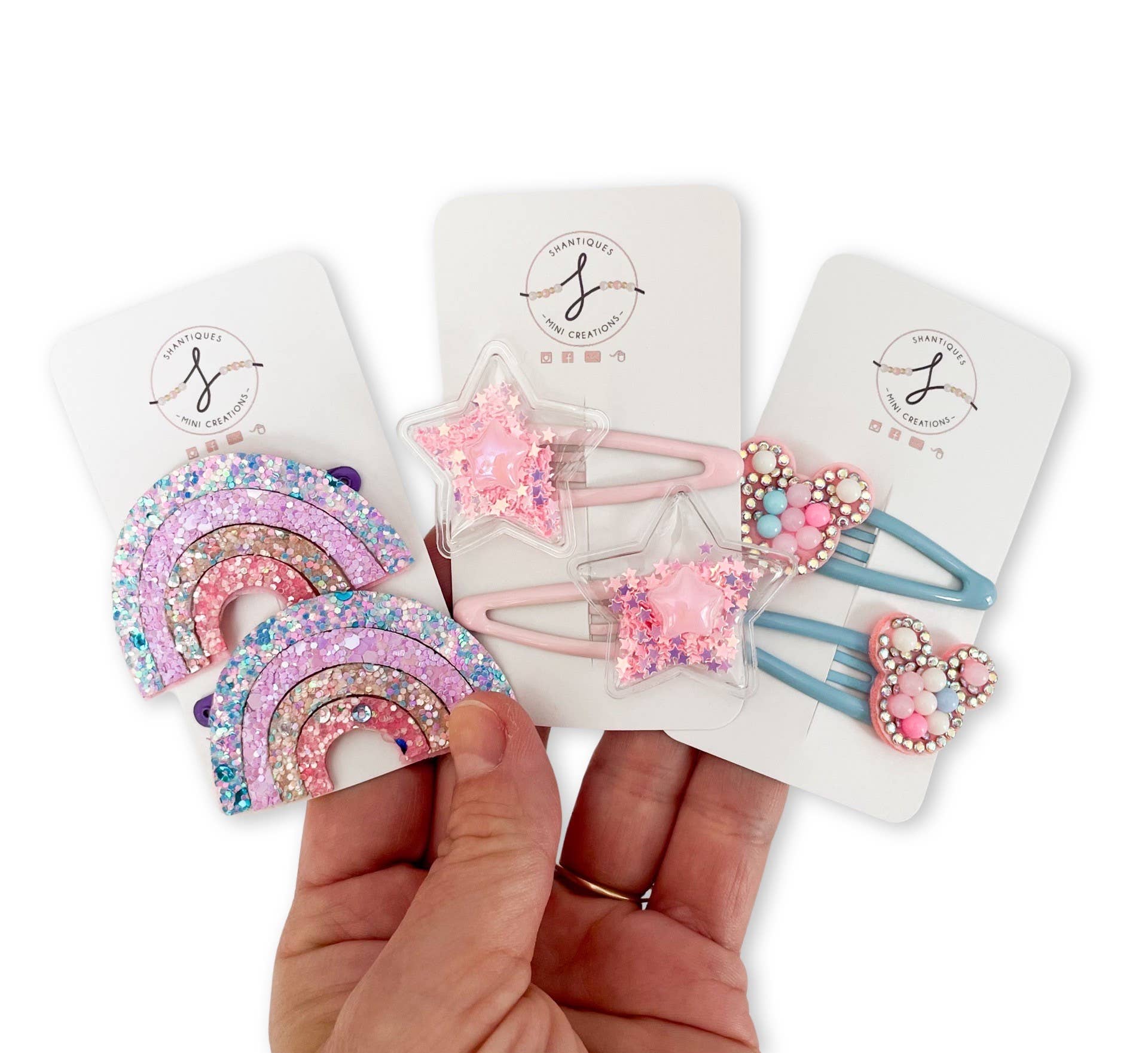 Shantiques Mini Creations - Venta al por mayor Pinzas para el pelo - Niños - Conjuntos completos de Snap Clip - Diversión primaveral8