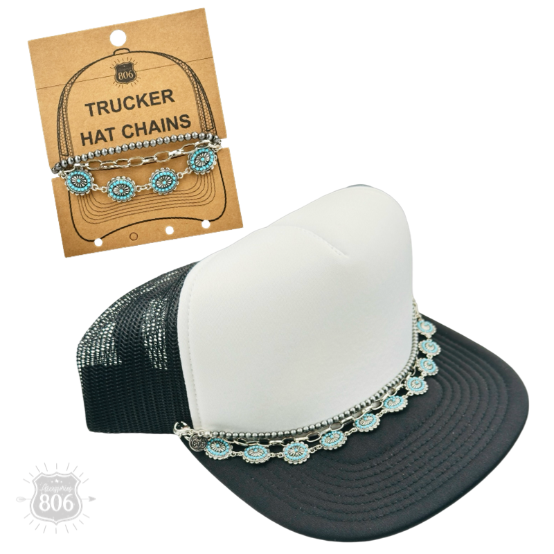 Pink Panache Brands - Wholesale Hat Accessory - Women's - Silver concho, burnished bead hat chain1