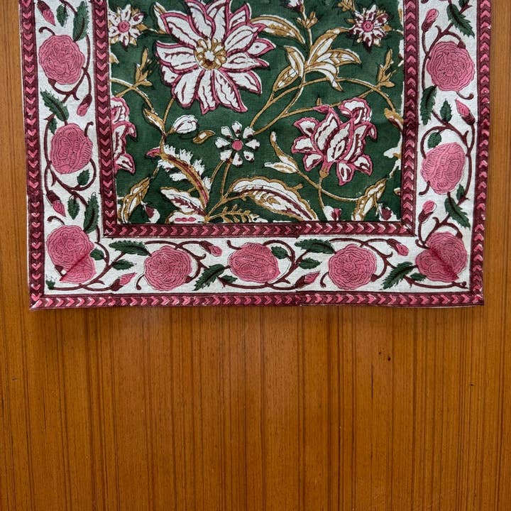Fabricrush - Wholesale Table Runner - Hunter Green Indian Hand Block Print Table Runner