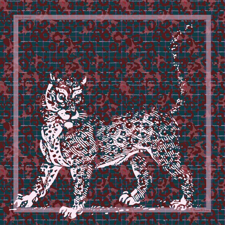 Leopard Scarf - Blue Pink for wholesale by Hia Paris