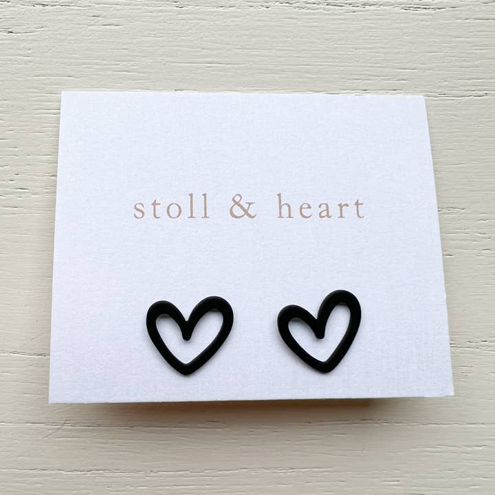 Stoll & Heart – wholesale Stud/post earrings – Black Heart Studs0