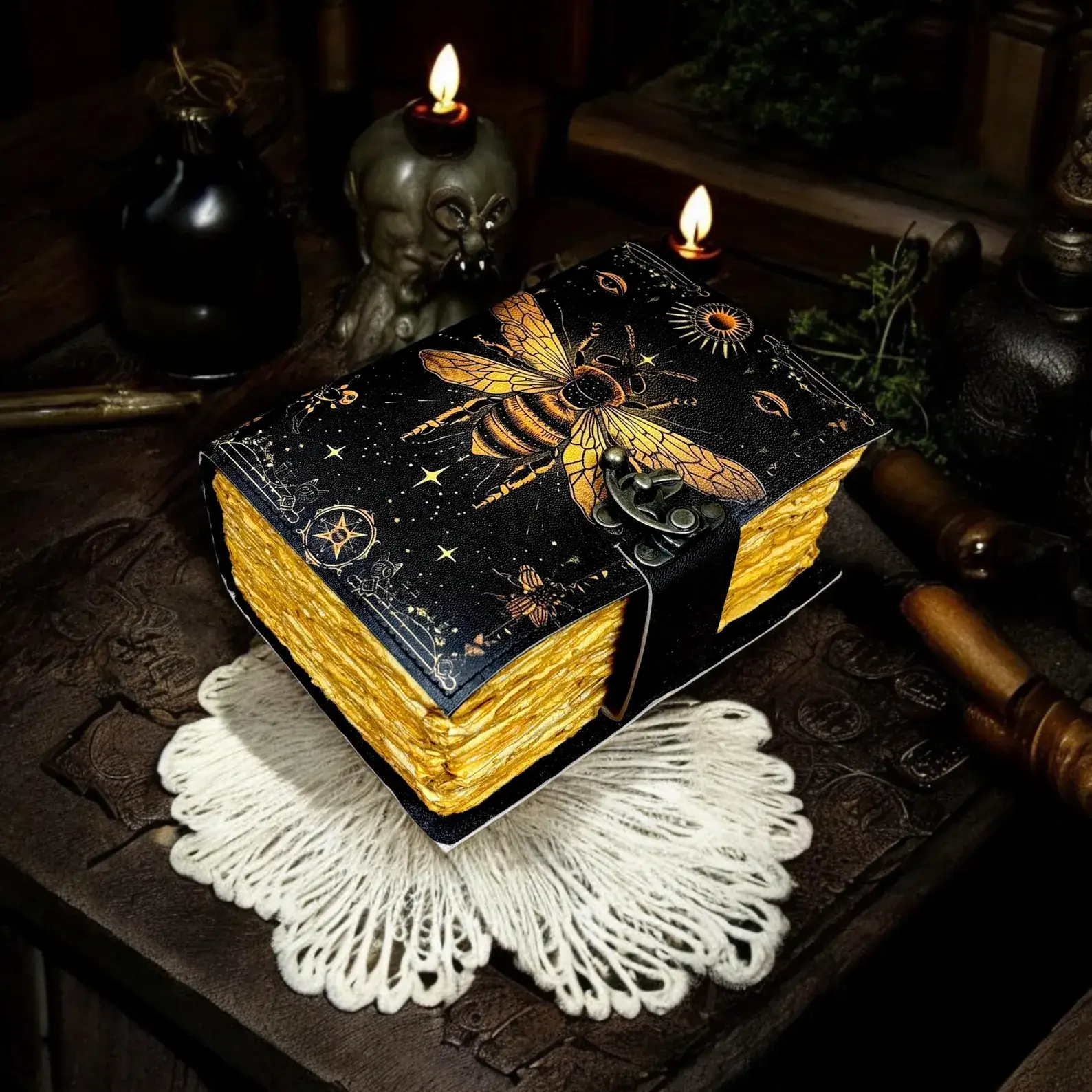 MNM HANDICRAFTS - Wholesale Journal/Diary - Mystical Bee Leather Journal | Vintage Celestial Notebook 1