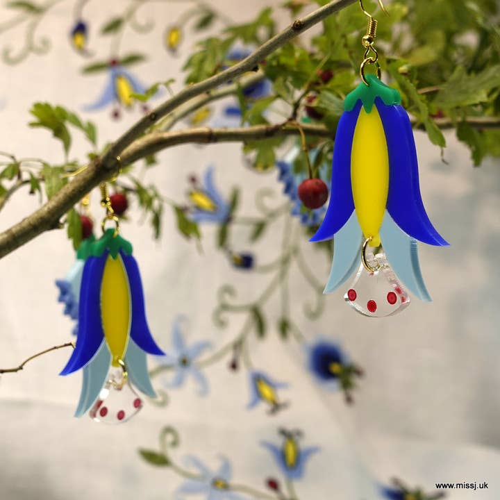 Brincos Kaszuby BlueBell polonês por atacado de MissJ Acrylic Couture