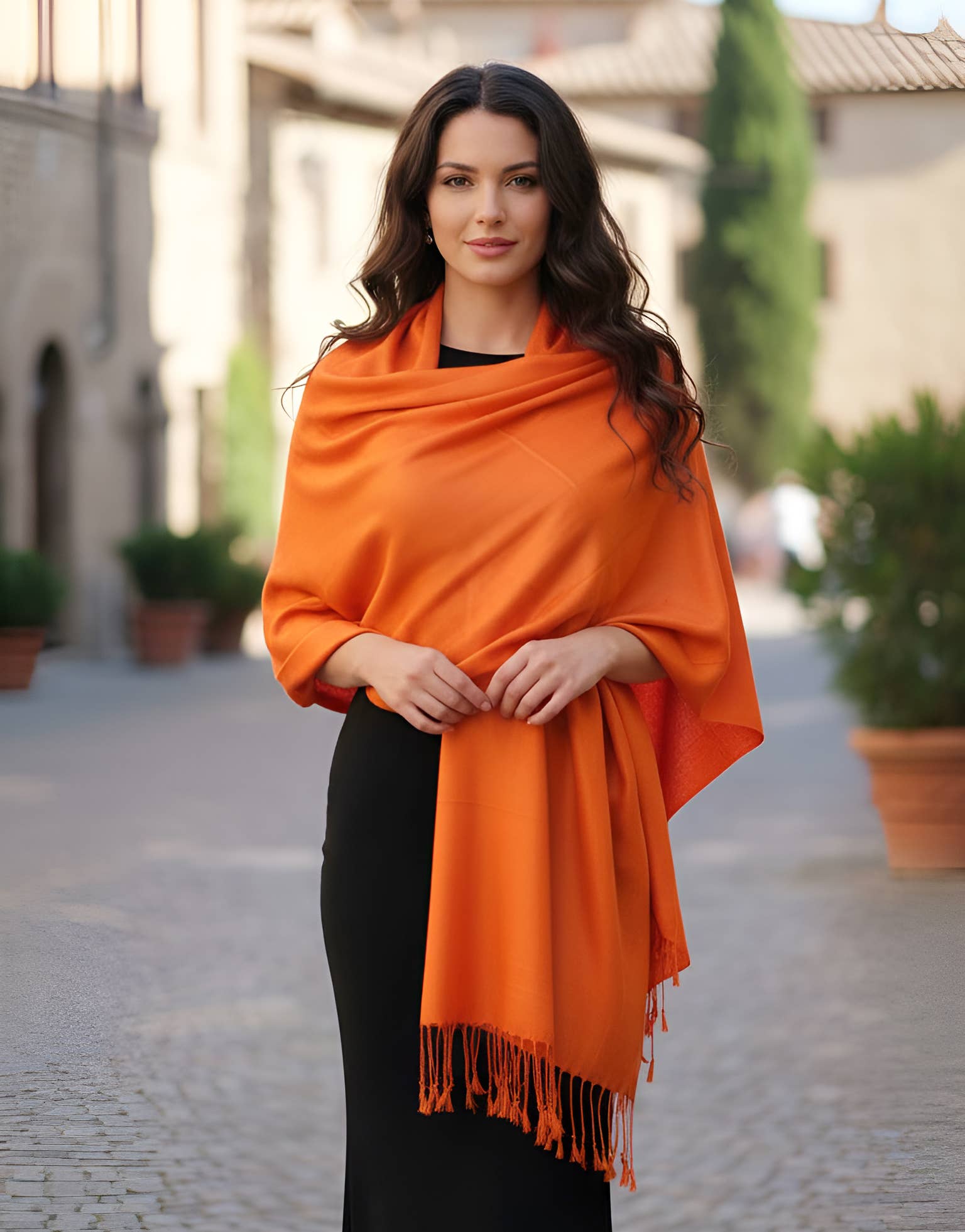 SERENITA - Wholesale Scarf - Women's - Cashmere feel wedding solid pashmina shawl wrap scarf3