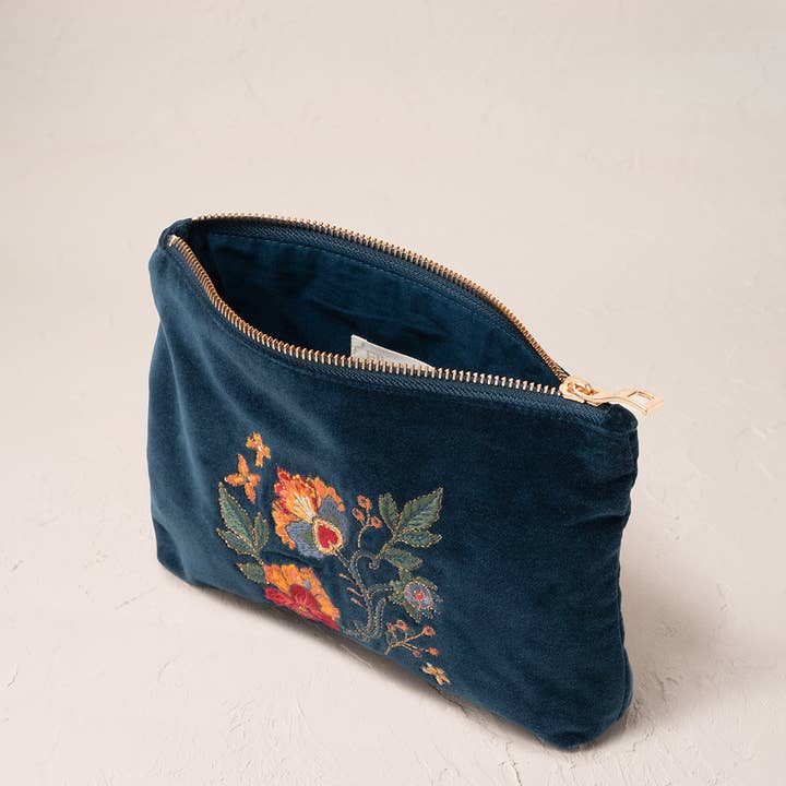 Ink Blue Botanical Garden Mini Pouch for wholesale on Faire1