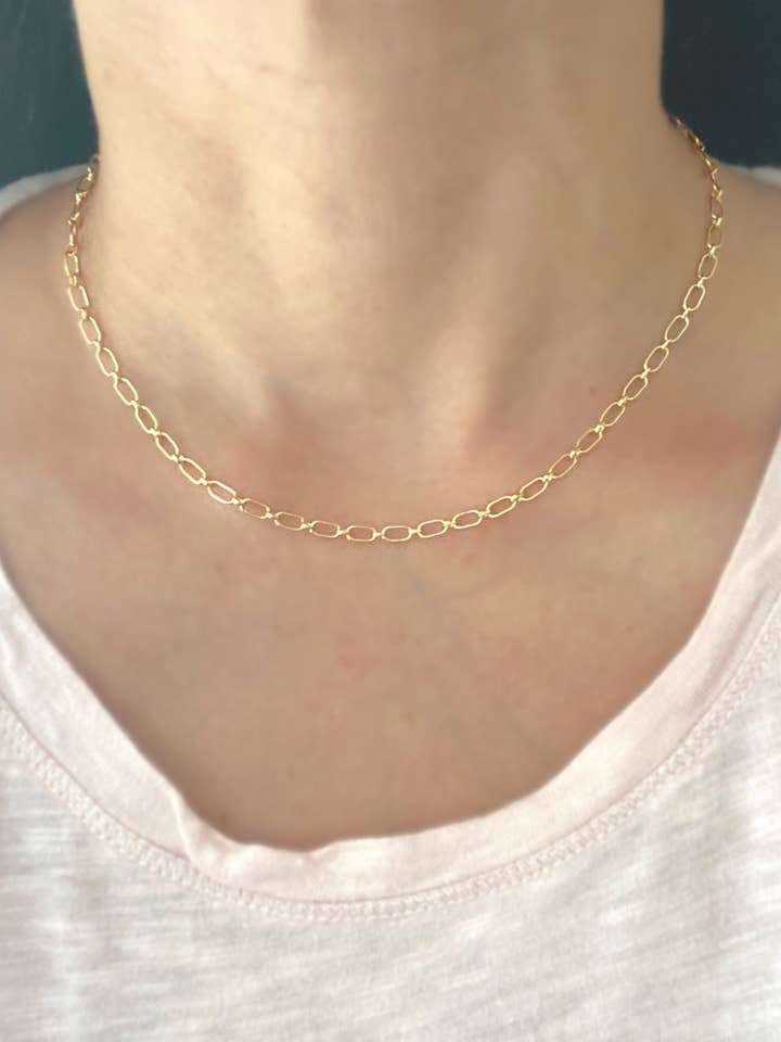 Gold Filled Rectangle Chain Choker Necklace for wholesale by Boy Cherie