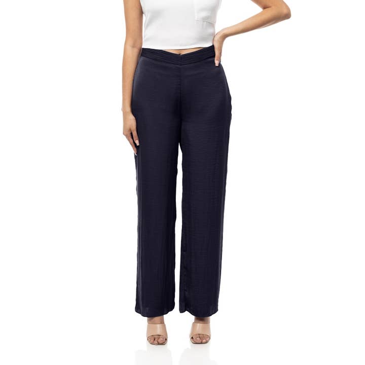 Ruched Waist Satin Pants for wholesale by Naked Zebra Rack
