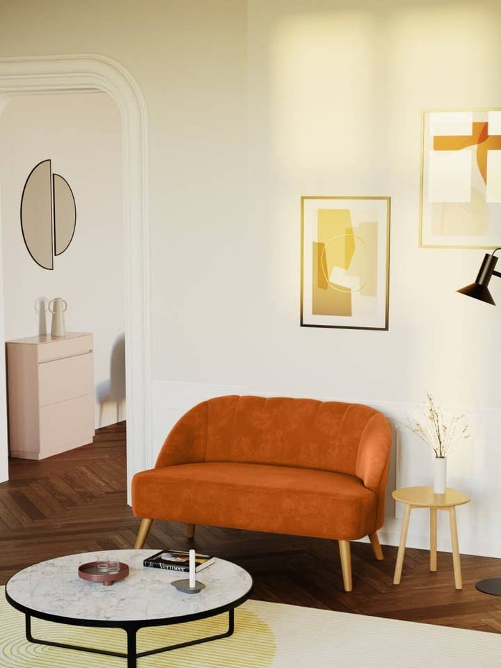 Canapé 2 places Aliénor ocre pour la vente par Potiron