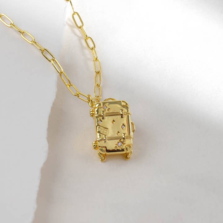 Found Luggage Gold Necklace for wholesale by Wanderlust + Co