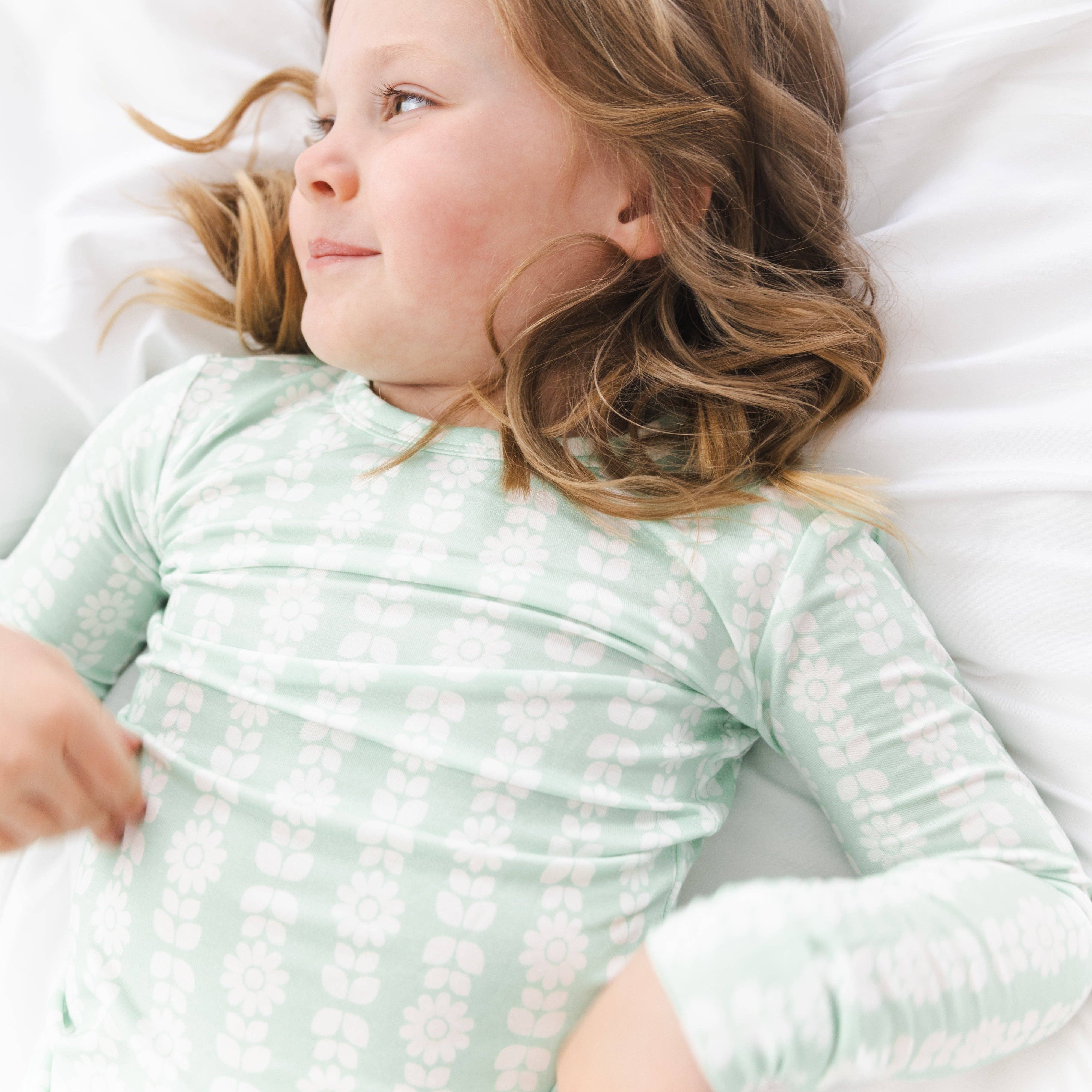 Motette - Wholesale Sleepwear Set - Kids - Mint Meadows Bamboo Toddler Pajama Set3