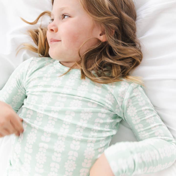 Motette - Wholesale Sleepwear Set - Kids - Mint Meadows Bamboo Toddler Pajama Set3