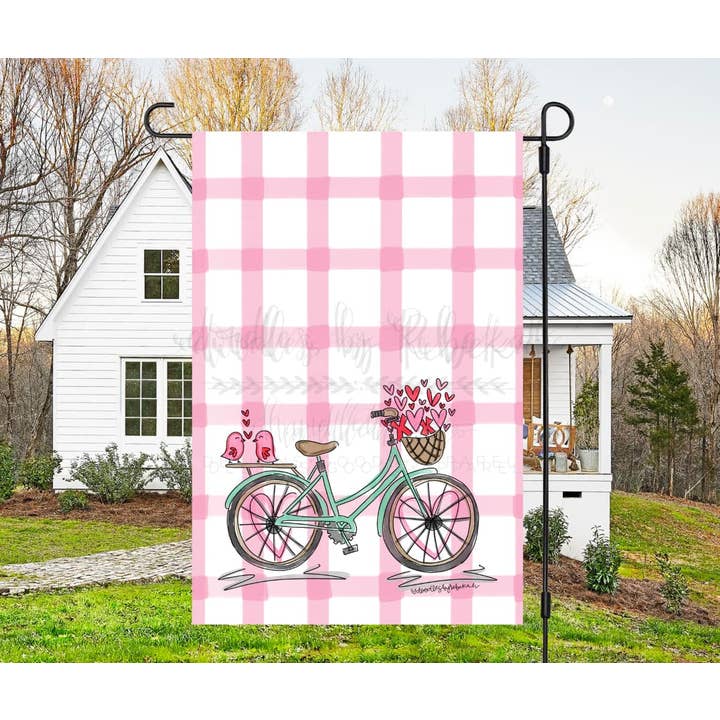 Alla hjärtans cykel trädgård flagga för wholesale av Doodles By Rebekah