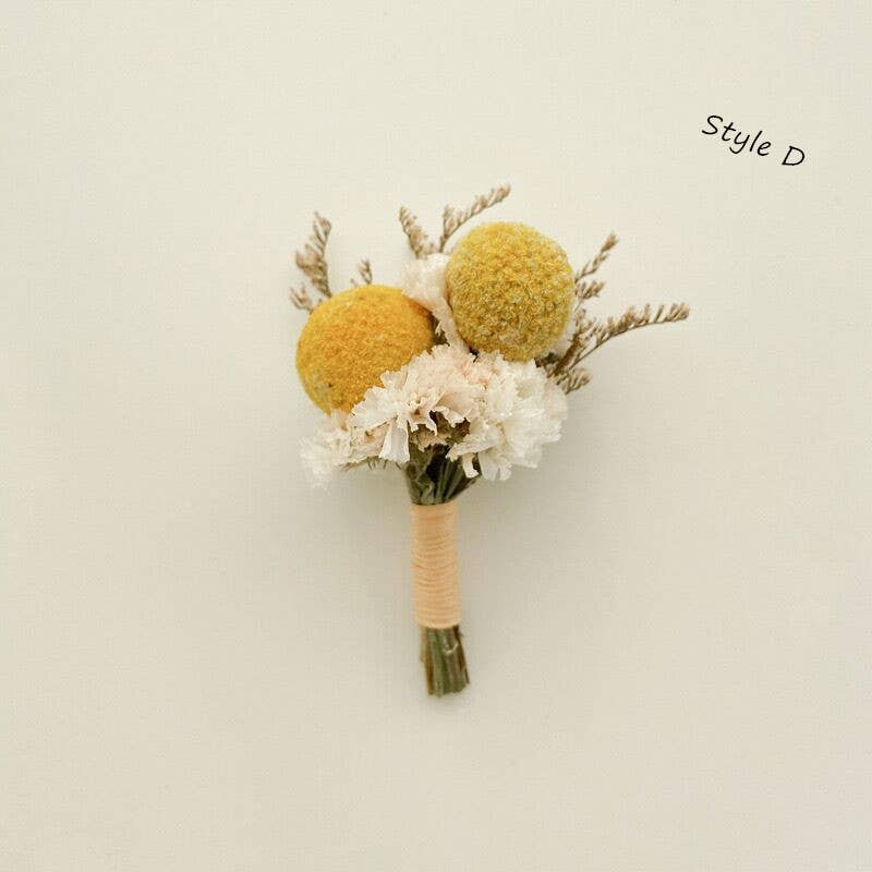 Sweet Home Deco - Wholesale Dried/Pressed Flowers - Boho Greenery Mini Floral Bouquet, Dried Flower Boutonniere3