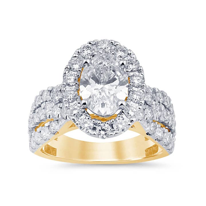 3,25 CTW VS laboratoriediamantring med 1,5 CTW oval i 14K guld for engroshandel hos White Rock