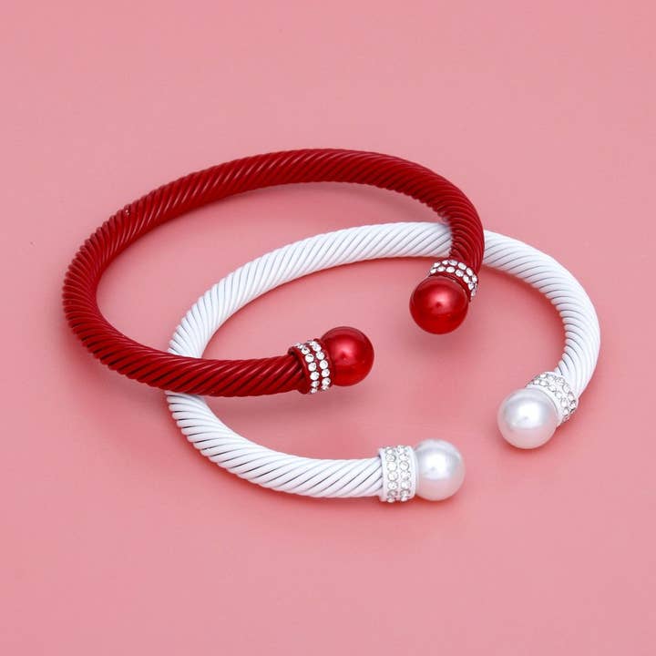 Braccialetti con cavo rosso bianco DST Sorority 2 pezzi per la vendita all'ingrosso da parte di PinktownUSA