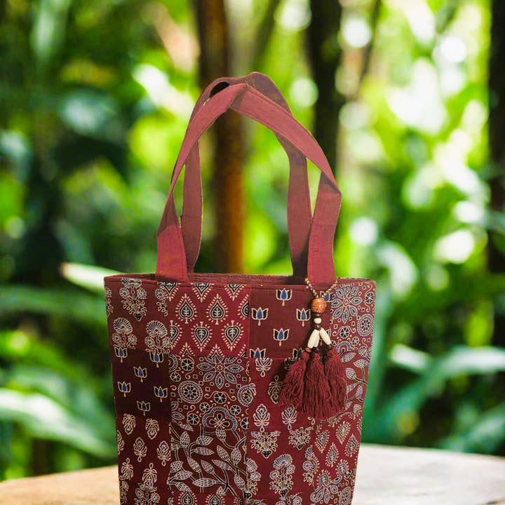 Ajrakh Patchwork Brown Floral (Pack Of 6 ) for wholesale by Harfiy