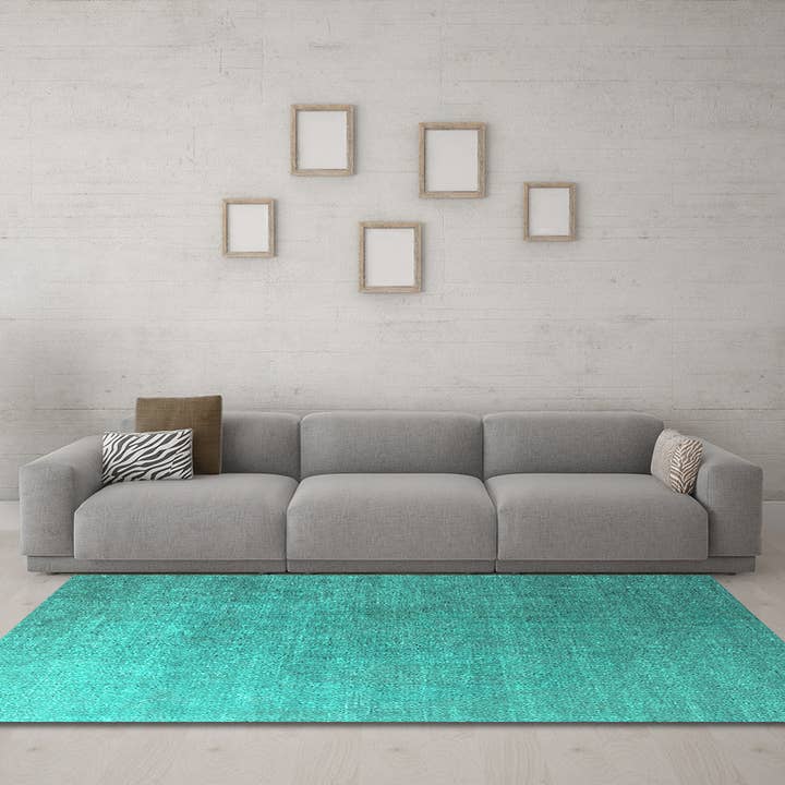 Tapis industriels de couleur turquoise orientale lavables en machine pour la vente par Ahgly
