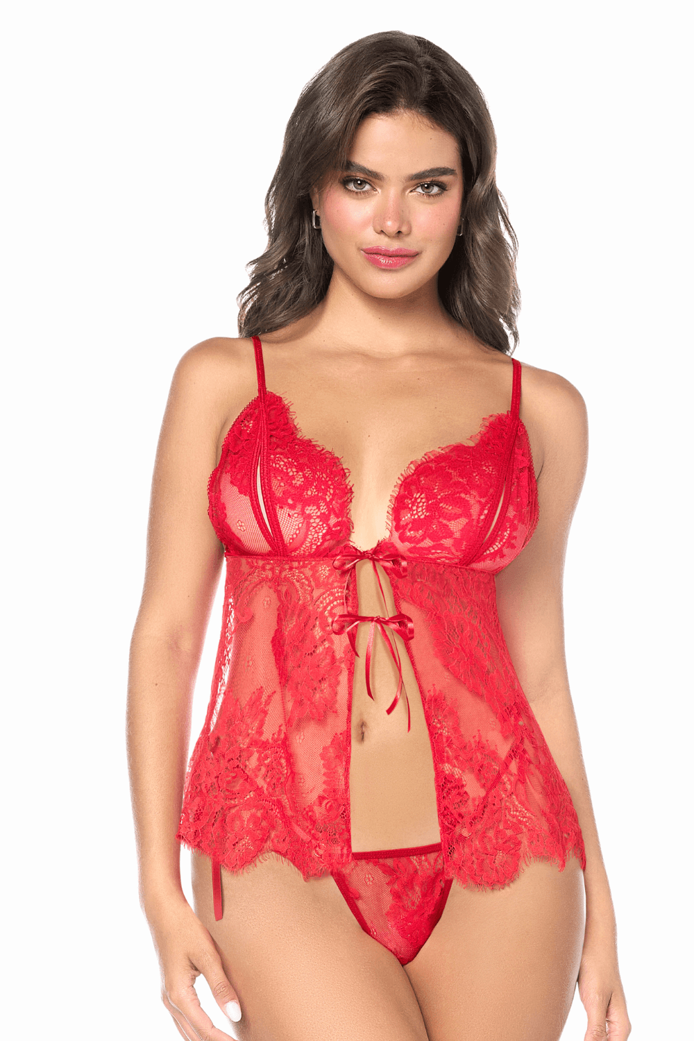 Rosso Babydoll Mapalé maliziosa con perizoma da annodare -MAL7621RED in vendita all'ingrosso su Faire0