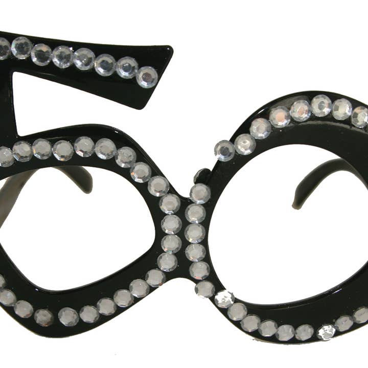 50th Birthday Glasses Black with Diamond Frame for wholesale by Folat BV