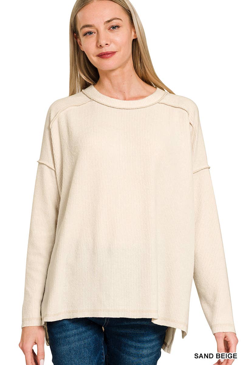 Vanilla Monkey - Wholesale Pullover-trui - Dames - Hacci Hi-low trui met geborstelde geribbelde details9