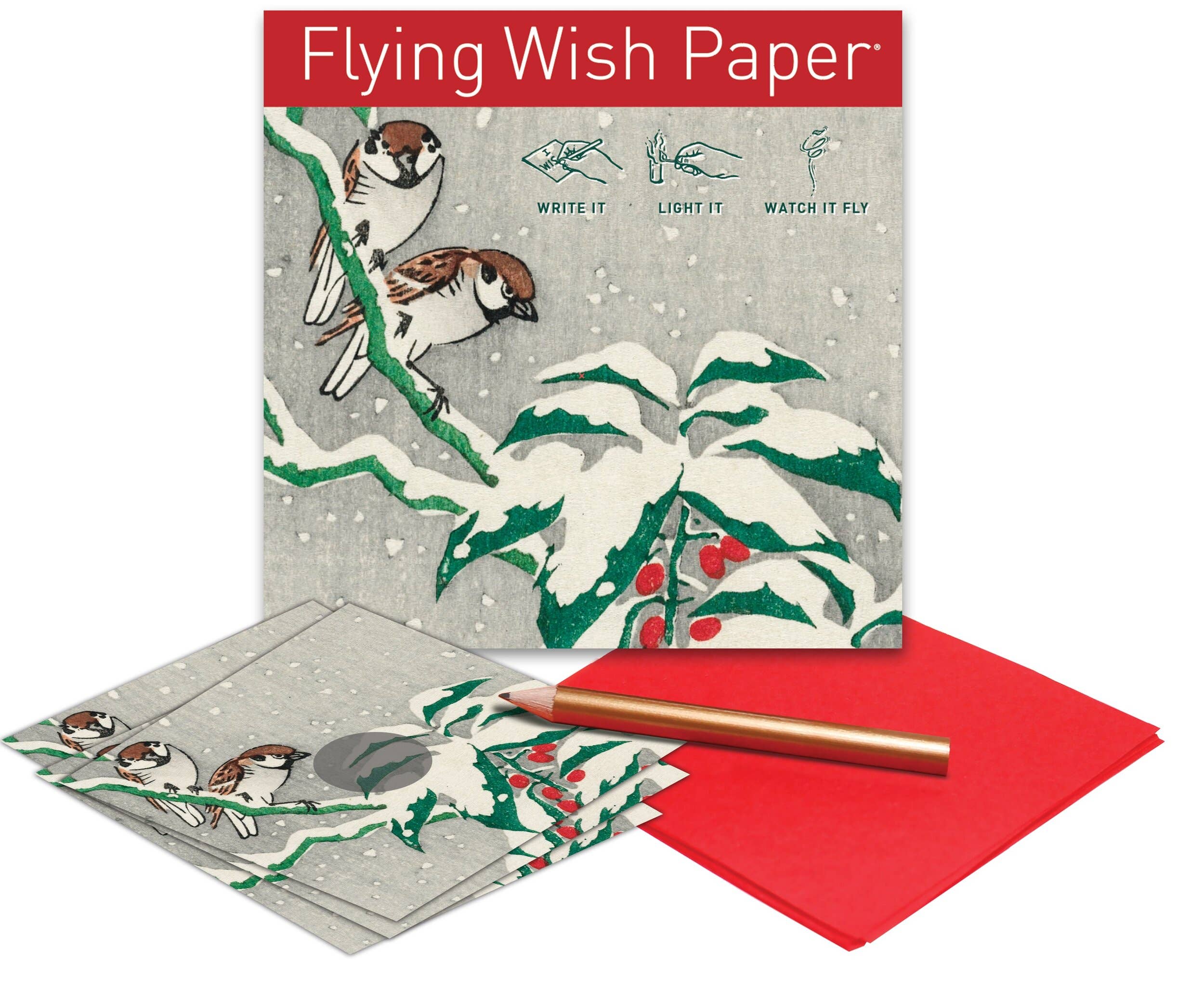 FLYING WISH PAPER ® - Wholesale Christmas Card - SNOWBIRDS, WISH Kit Winter Holiday Gift, Christmas Craft Kit1