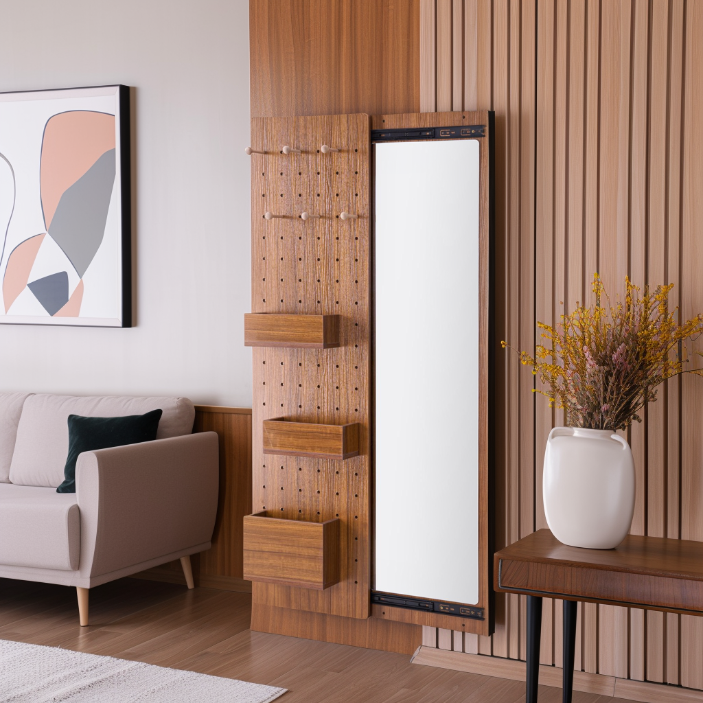 EP Design Lab - Wholesale Wall Mirror - Walnut Wall Mirror with Storage Shelf2