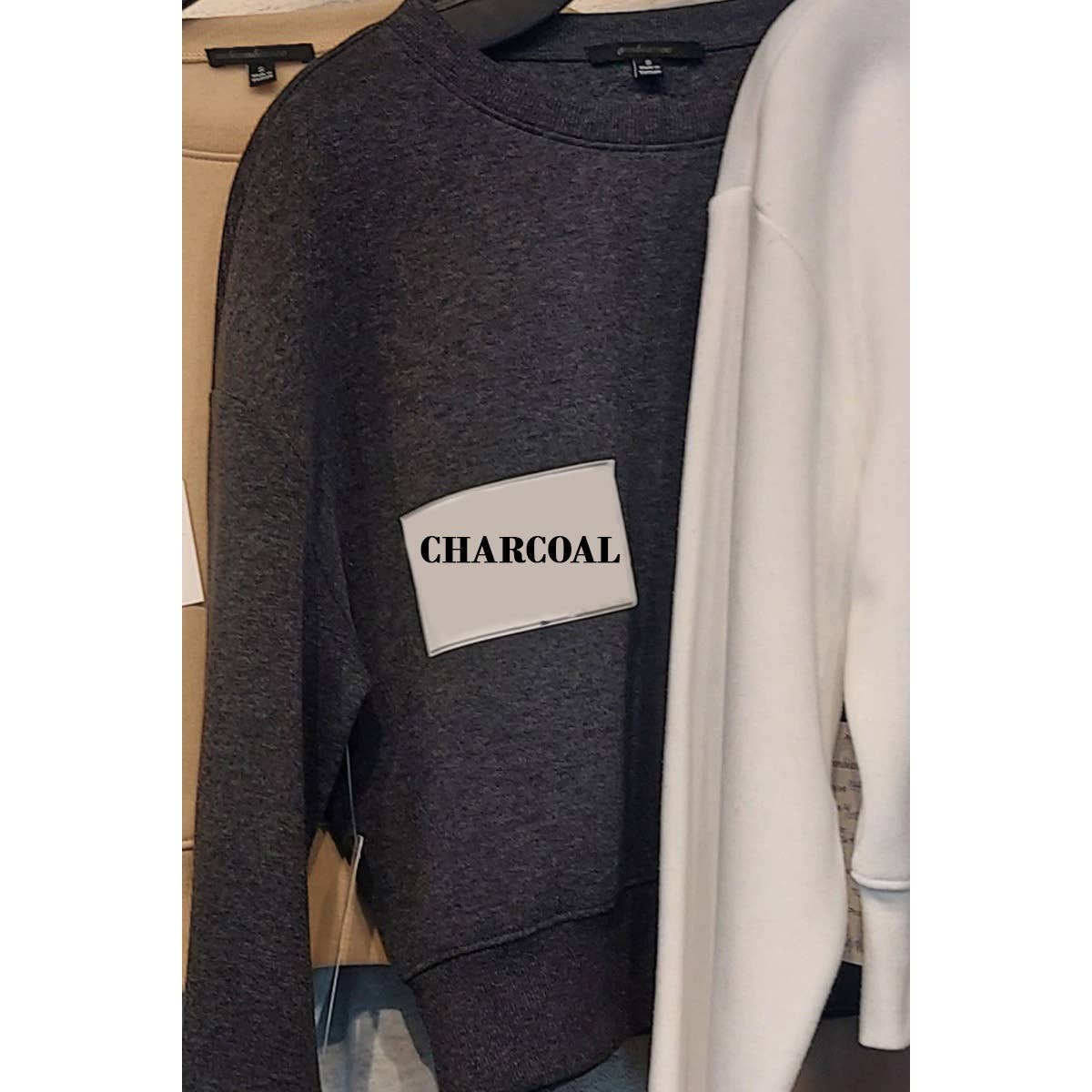 UP CLOTHING - Wholesale Sweatshirt - Women's - FLEECE ROUND NECK LONG SLEEVE CROPPED PULLOVER5