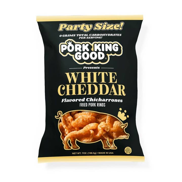 Pork King Good - Wholesale Puffed Snack - Pork King Good White Cheddar Pork Rinds 7oz Bag