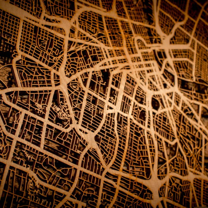 One Man One Garage - Wholesale Wall Accent - City Maps, Large 24x36" Perfect Housewarming Gift! Wooden Street Cutouts35