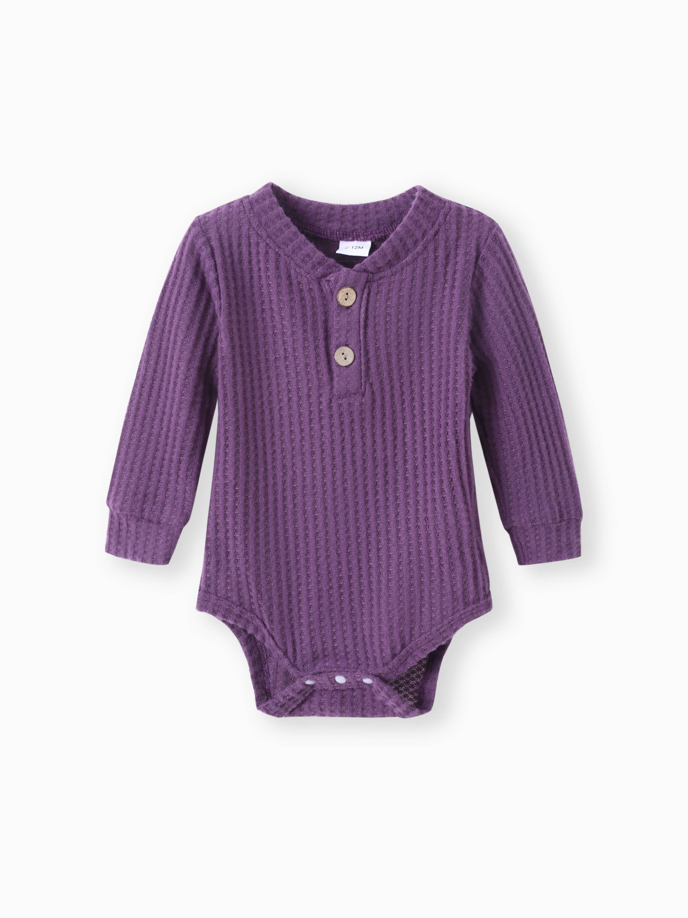 PatPat - Wholesale Clothing Set - Baby - 2pcs Solid Waffle Long-sleeve Baby Set22