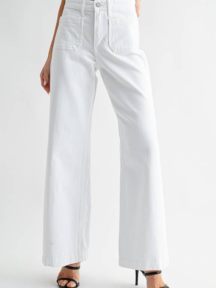 DP799 - WHT - Micro Patch Pocket Wide Leg for wholesale by JBD