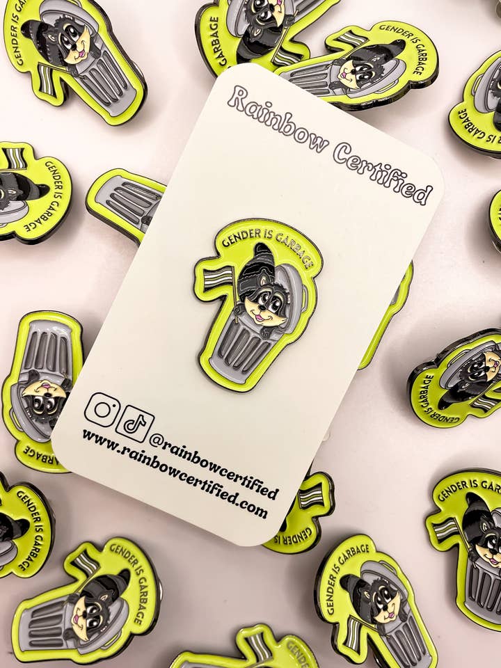 Gênero é Garbage Agender LGBTQ+Pride Esmalte Pin por atacado de Rainbow Certified