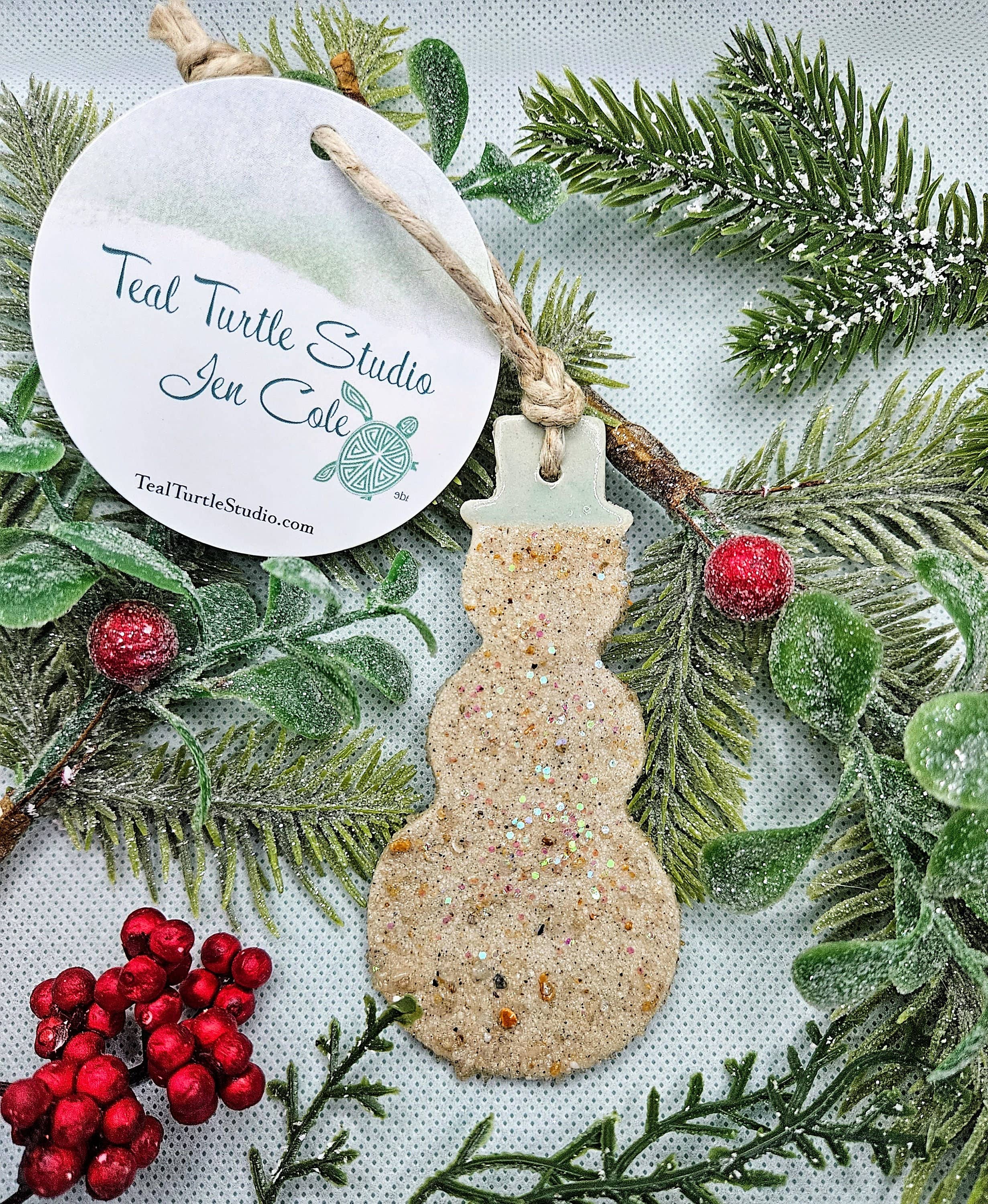 Teal Turtle Studio - Wholesale Ornament - Mr Sandman Beach Sand Snowman Christmas Ornament