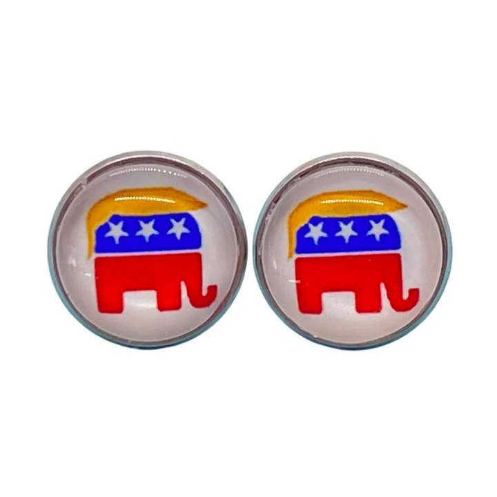 Trump Republican Elephant Earrings for wholesale by Our Little Charms