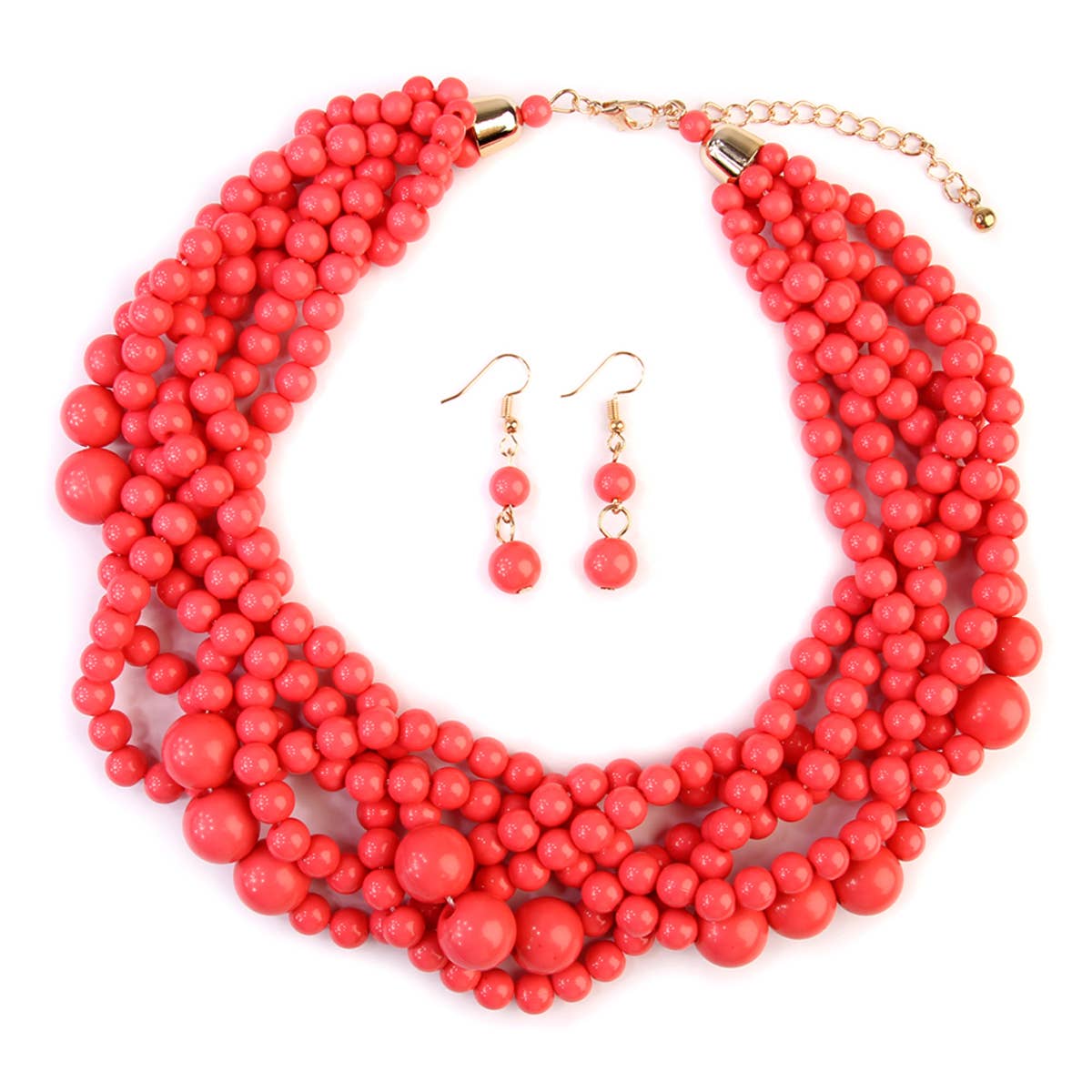 MYS Wholesale Inc - Vente Parures de bijoux - Ensemble collier ras-du-cou et boucles d'oreilles à bulles à plusieurs brins pour femmes31