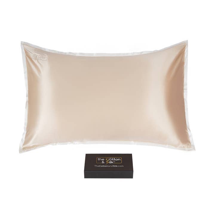 Queen-size 100% 6A+ 22 Momme Mulberry Silk Pillow Sham - Caramel + Cream for wholesale by THE COTTON & SILK