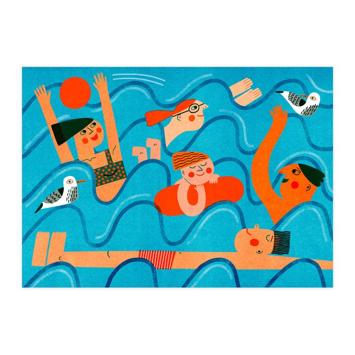 Postkort "Badeglæde" for engroshandel hos paruspaper. nutzfeine papeterie