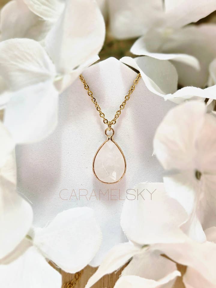 Gold Teardrop Pendant Necklace — Limited Edition for wholesale by Caramel Sky