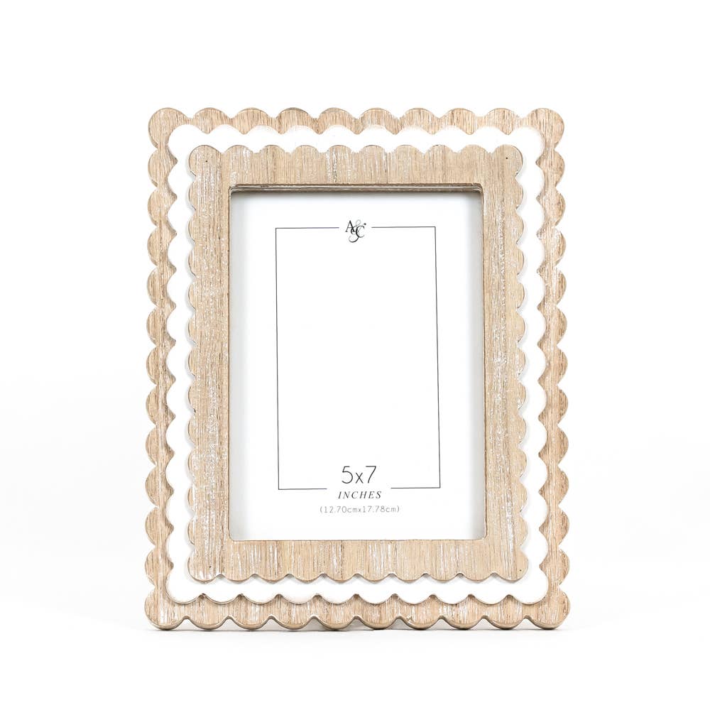 Devanie At Home (Formerly Adams & Co.) - Wholesale Picture Frame - 17029 - 8x10x1 wood photo frame (SCALLOP)  (5x7) pic 118442