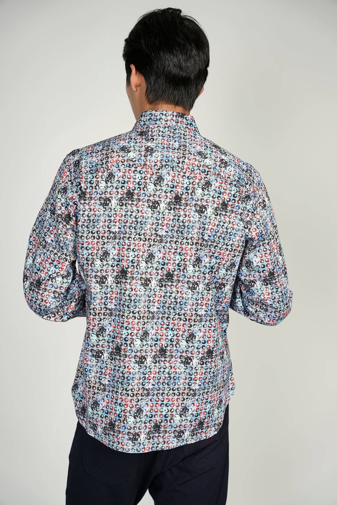 Luchiano Visconti – wholesale Buttoned-down shirt – Men's – Teal and Blue Circular Shapes Signature Collection (Big & Tall)7