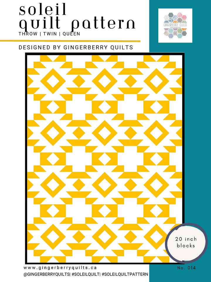 Soleil Quilt Pattern - Physical copy for wholesale by Gingerberry Quilts