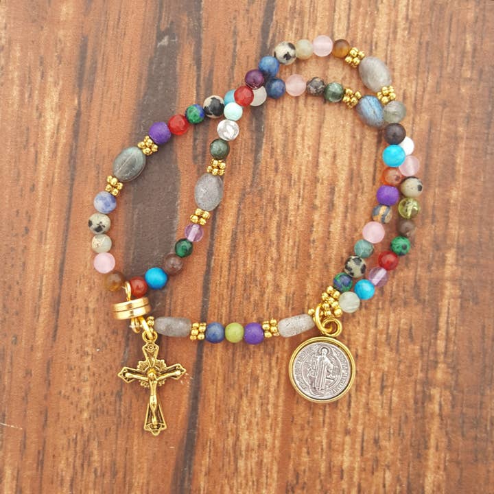 Mixed Stone Wrist Rosary for wholesale by MG Rosary