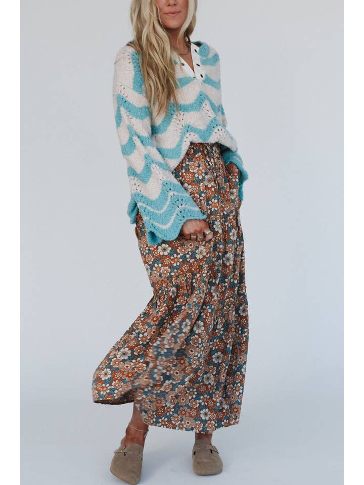 Three Bird Nest - Wholesale Skirt - Women's - Daisy Rain Maxi Skirt - Fog Nude1