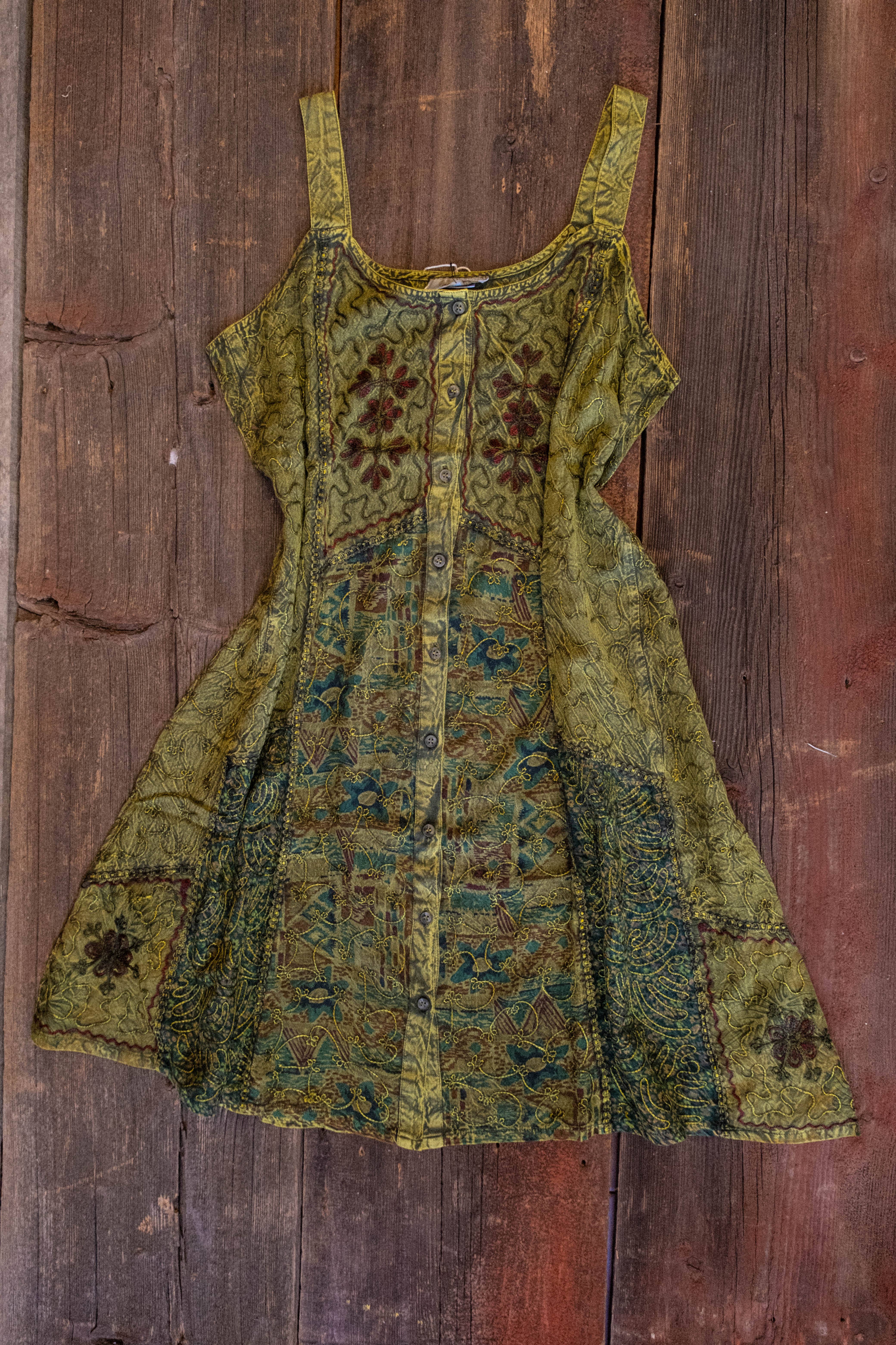 Gardenbelle Shop - Venta al por mayor Vestido - Mujer - Minivestido de patchwork bordado Bohemian Cottage Core PLUS7